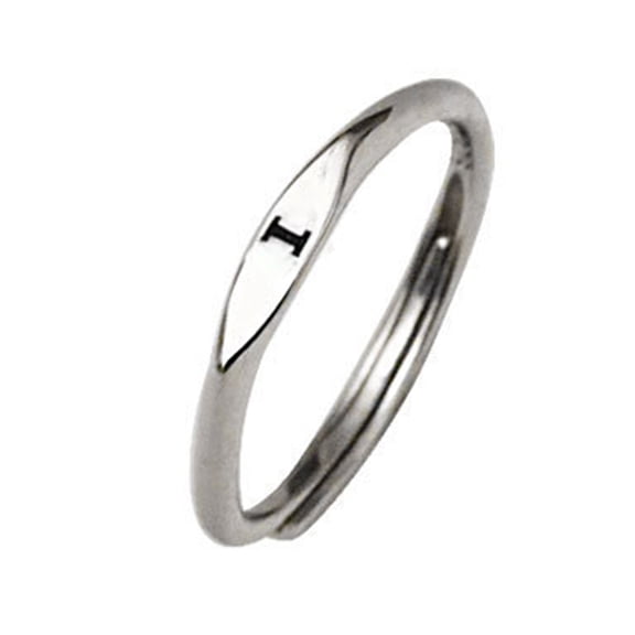 Mightlink Women Ring Simple Style Bright Luster Geometric Smooth Polished Adjustable Decorative Gift Alphabet A-Z Letters Initial Name Finger Ring Jewelry for Daily Life