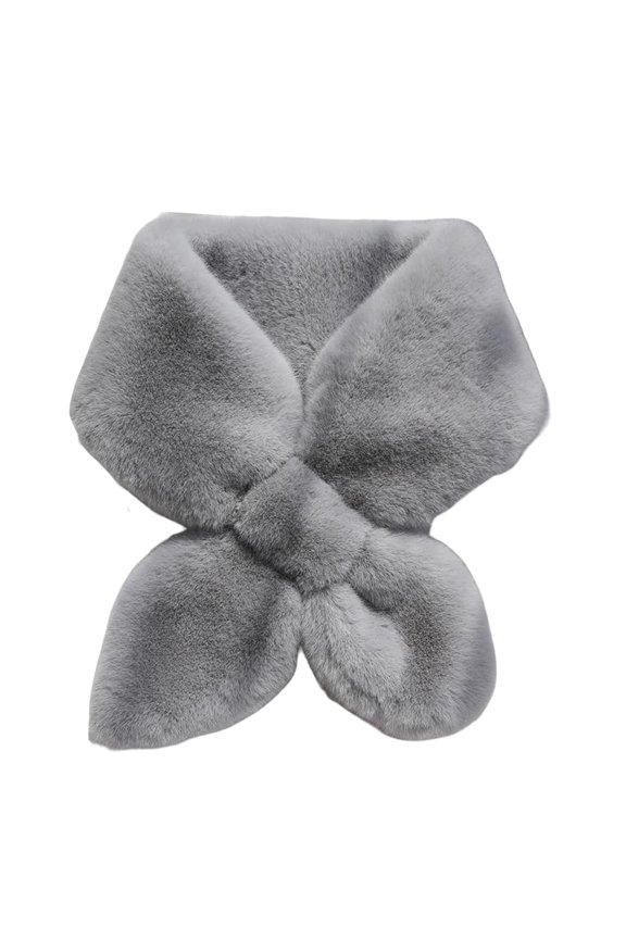 Women Scarf Solid Color Cross Soft Cozy Thick Keep Warm Faux Rex Rabbit Fur Lightweight Neck Wrap for Banquet