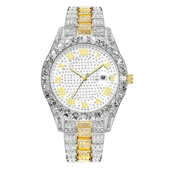 Mightlink Women Watch Shiny Inlaid Stainless Round Dial Quartz Movement Color Matching Decorative Lady Wristwatch Jewelry