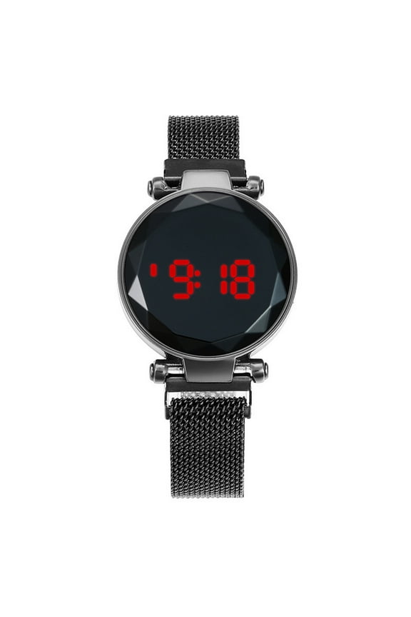 Women Wristwatch Round Dial LED Night Light Touch Screen Accurate Time Display Scratch-resistant Smooth Surface Electronic Watch for Daily Use