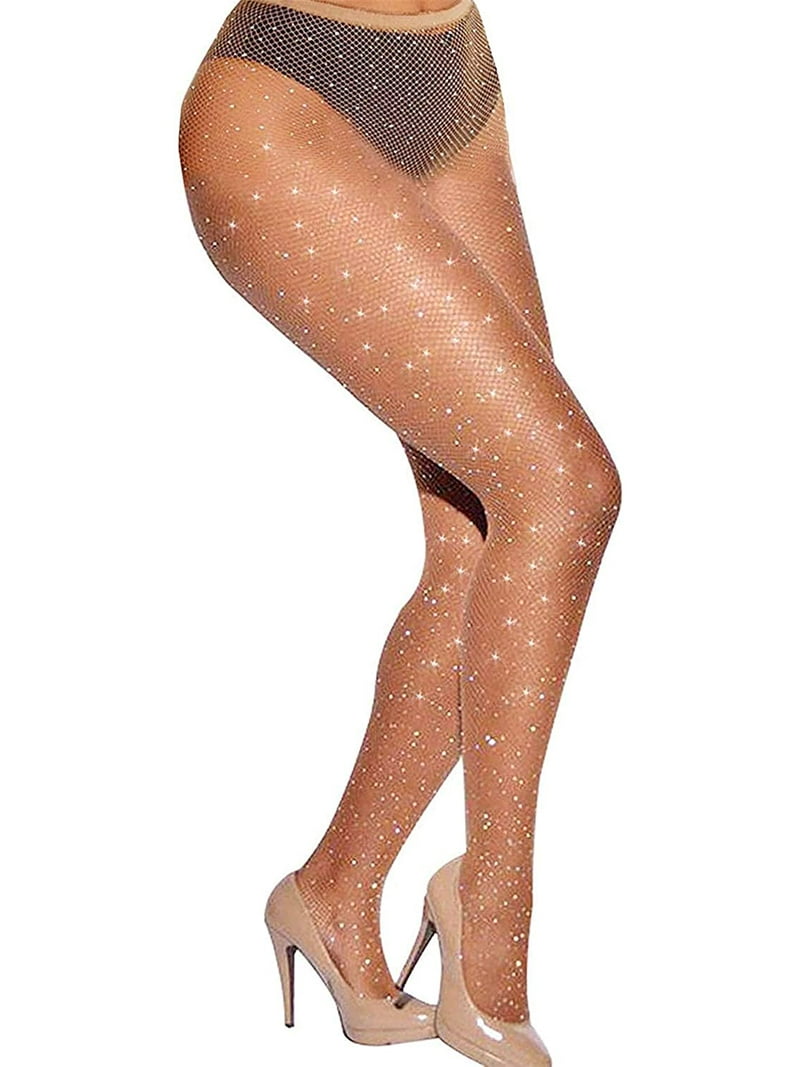 Mightlink Women's Hollow Out Rhinestone Pantyhose, Sparkle
