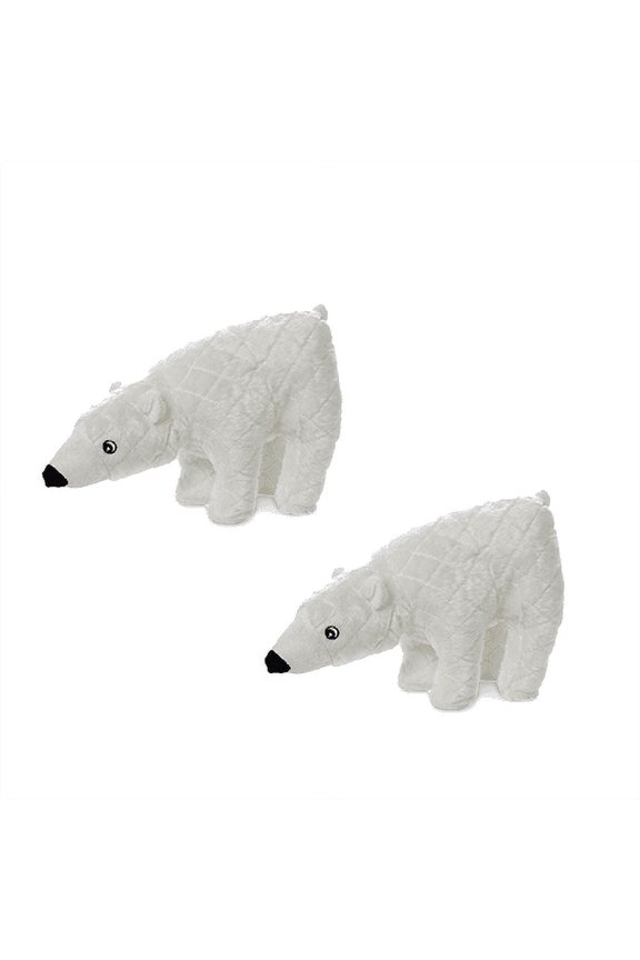 Arctic Polar Bear Durable Plush 2-Pack Dog Toy