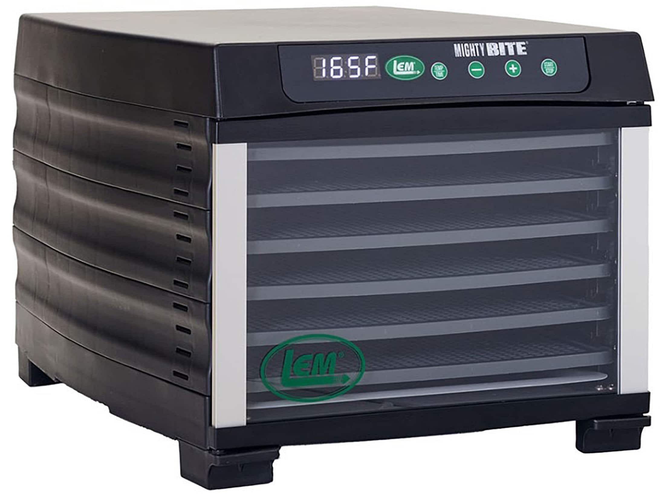 MightyBite 6-Tray Black Polypropylene Food Dehydrator with Timer