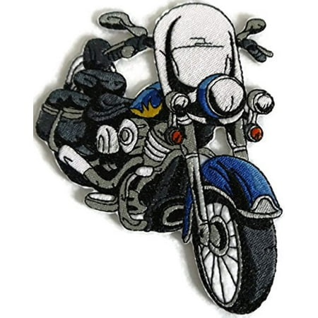 Mighty Blue Chopper Embroidered Iron On/Sew patch [6" x4.8"]