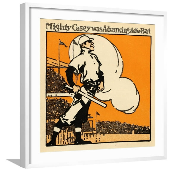 Art.com Mighty Casey Advancing to the Bat Art Print by Dan Sayre, White Frame Wall Art, 29" x 29"