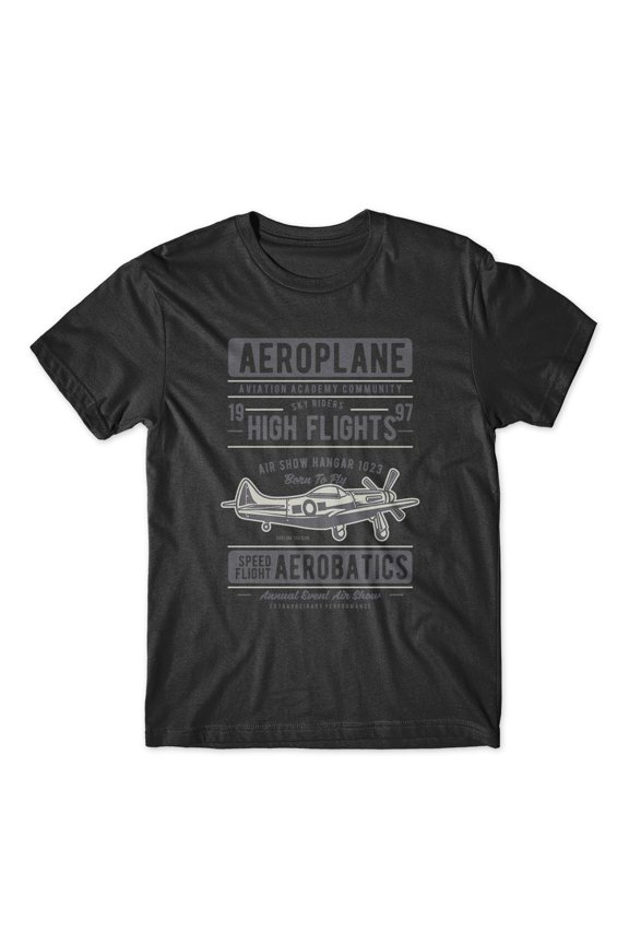 Aeroplane High Flights T-Shirt 100% Cotton Premium Tee NEW - Black, Small