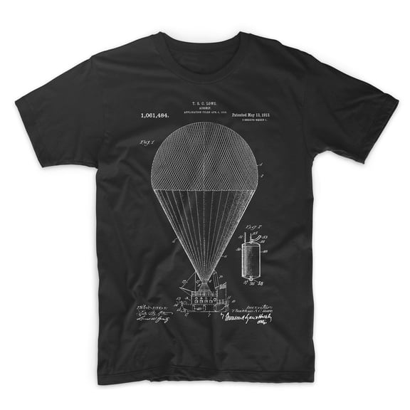 Mighty Circus Airship Patent T-Shirt - Black, Four Extra Large