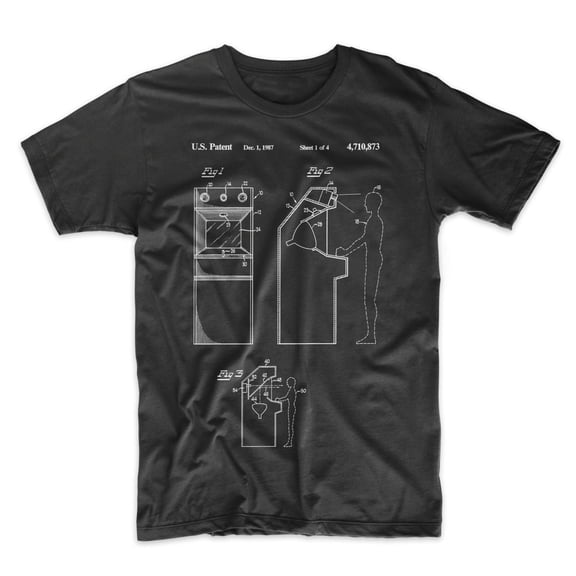 Mighty Circus Arcade Game Patent T-Shirt - Black, Large