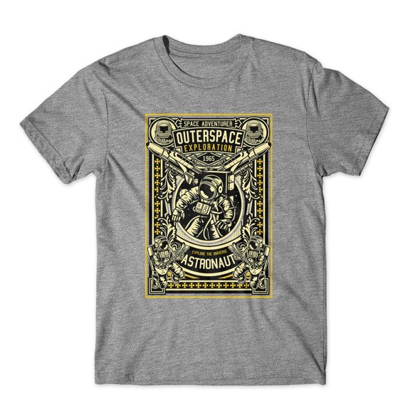 Mighty Circus Astronaut Outerspace Exploration T-Shirt 100% Cotton Premium Tee NEW - Gray, Small