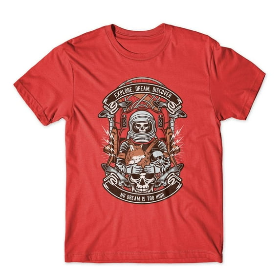 Mighty Circus Astronaut Skull T-Shirt 100% Cotton Premium Tee NEW - Red, Double Extra Large