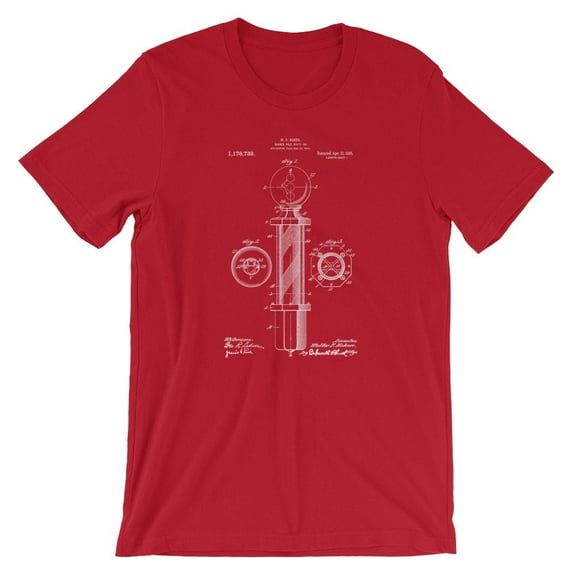 Mighty Circus Barber Pole Patent T-Shirt - Red, Medium