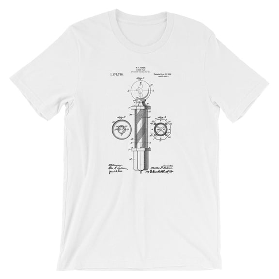 Mighty Circus Barber Pole Patent T-Shirt - White, Large