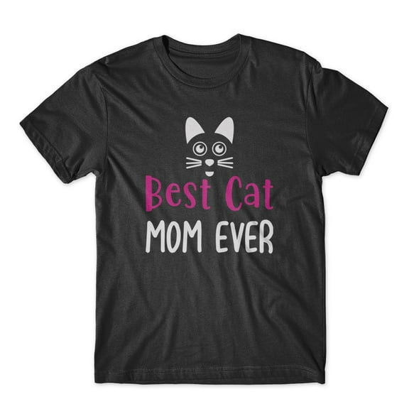 Mighty Circus Best Cat Mom Ever T-Shirt 100% Cotton Premium Tee - Black, Small