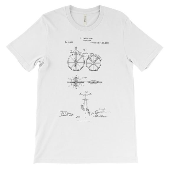 Mighty Circus Bicycle Patent T-Shirt - White, Large