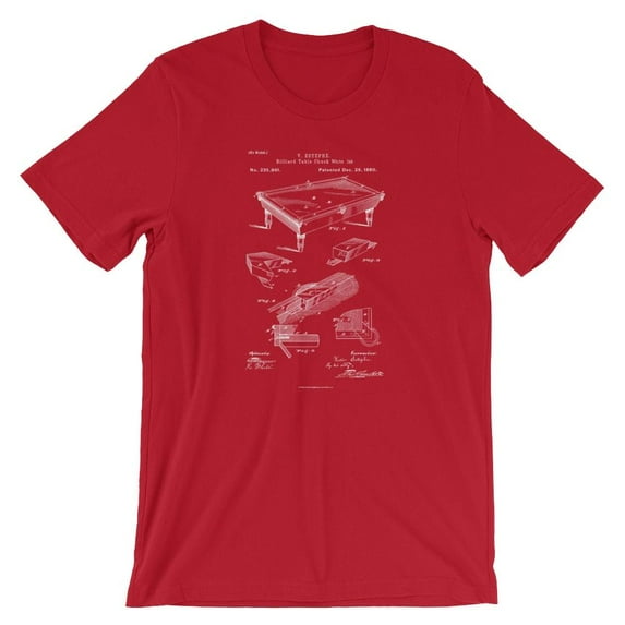 Mighty Circus Billiards Table Patent T-Shirt - Red, Tripple Extra Large