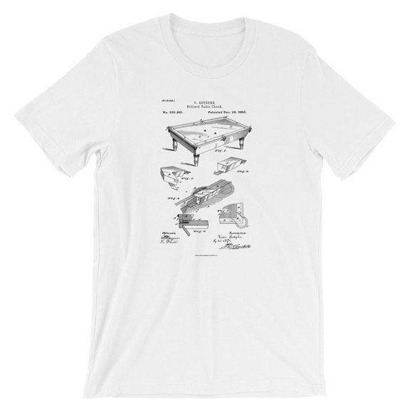 Mighty Circus Billiards Table Patent T-Shirt - White, Large