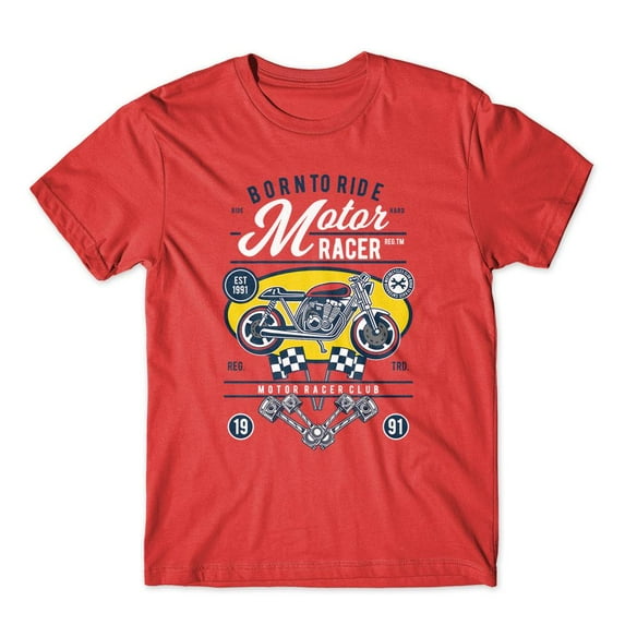 Mighty Circus Born To Ride Motor Racer T-Shirt 100% Cotton Premium Tee NEW - Red, Tripple Extra Large