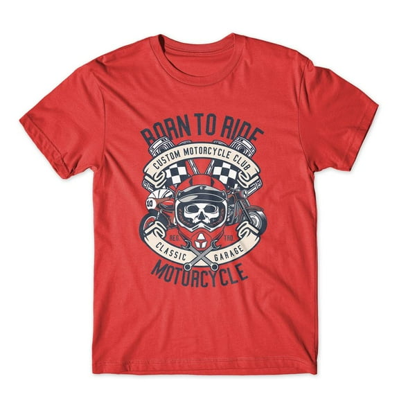 Mighty Circus Born To Ride Motorcycle T-Shirt 100% Cotton Premium Tee NEW - Red, Double Extra Large