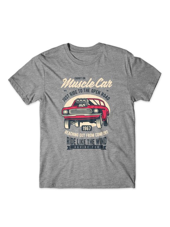 Carry On Muscle Car T-Shirt 100% Cotton Premium Tee NEW - Gray, Medium
