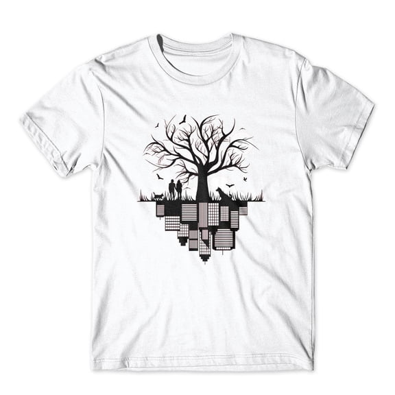 Mighty Circus City Building Tree T-Shirt 100% Cotton Premium Tee NEW - White, Extra Large