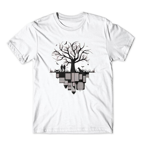 Mighty Circus City Building Tree T-Shirt 100% Cotton Premium Tee NEW - White, Extra Large