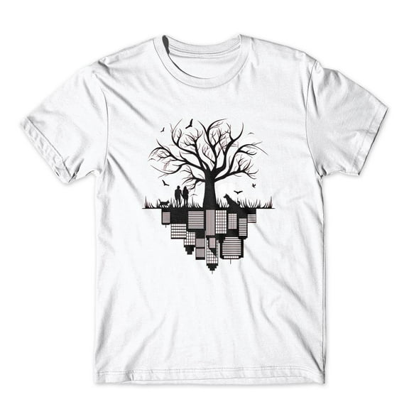 Mighty Circus City Building Tree T-Shirt 100% Cotton Premium Tee NEW - White, Large