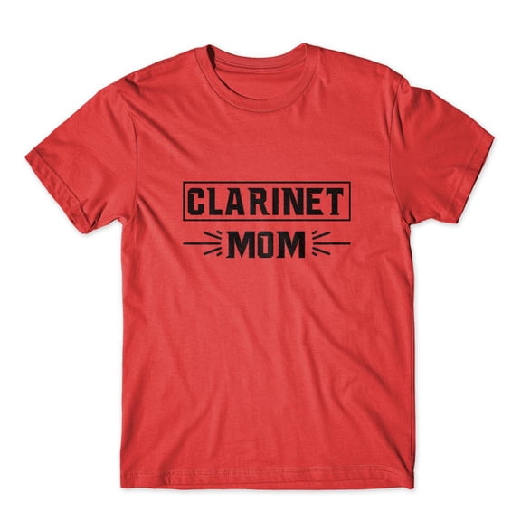 Mighty Circus Clarinet Mom T-Shirt 100% Cotton Premium Tee - Red, Extra Large