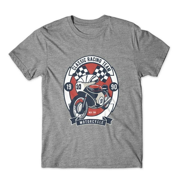 Mighty Circus Classic Racing Motorcycle Team T-Shirt 100% Cotton Premium Tee NEW - Gray, Medium