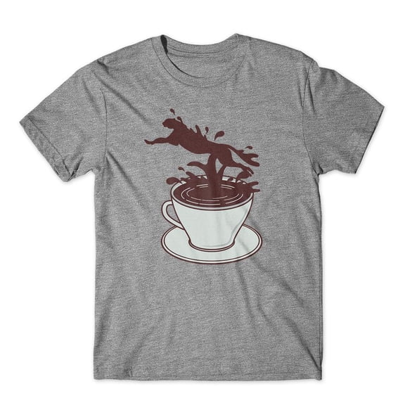 Mighty Circus Coffee Cheetah T-Shirt 100% Cotton Premium Tee NEW - Gray, Medium