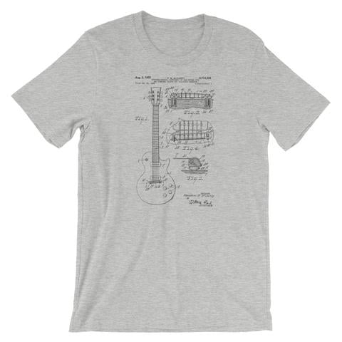 Mighty Circus Electric Guitar Patent T-Shirt - Gray, Double Extra Large