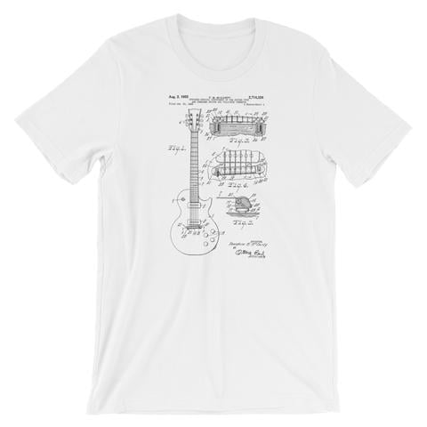 Mighty Circus Electric Guitar Patent T-Shirt - White, Extra Large