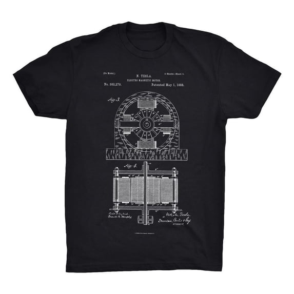 Mighty Circus Electro Motor Patent T-Shirt - Black, Small