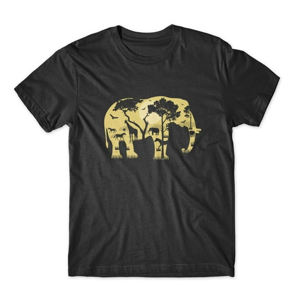 Mighty Circus Elephant Wild Forest T-Shirt 100% Cotton Premium Tee NEW - Black, Extra Large