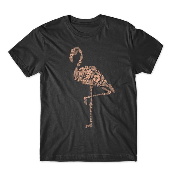 Mighty Circus Flamingo In Flowers T-Shirt 100% Cotton Premium Tee NEW - Black, Extra Large
