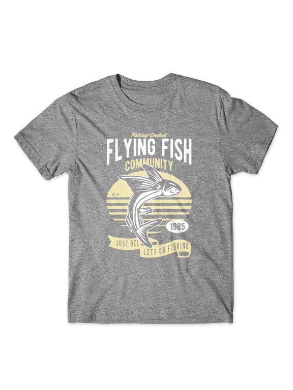 Flying Fish T-Shirt 100% Cotton Premium Tee NEW - Gray, Small