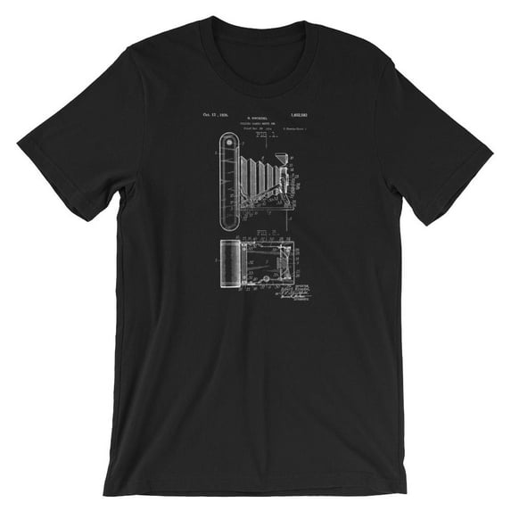 Mighty Circus Folding Camera Patent T-Shirt - Black, Large
