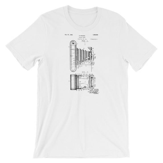Mighty Circus Folding Camera Patent T-Shirt - White, Double Extra Large