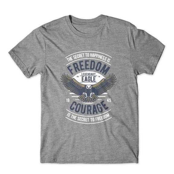 Mighty Circus Freedom Courage Eagle T-Shirt 100% Cotton Premium Tee NEW - Gray, Large