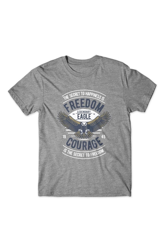 Freedom Courage Eagle T-Shirt 100% Cotton Premium Tee NEW - Gray, Medium