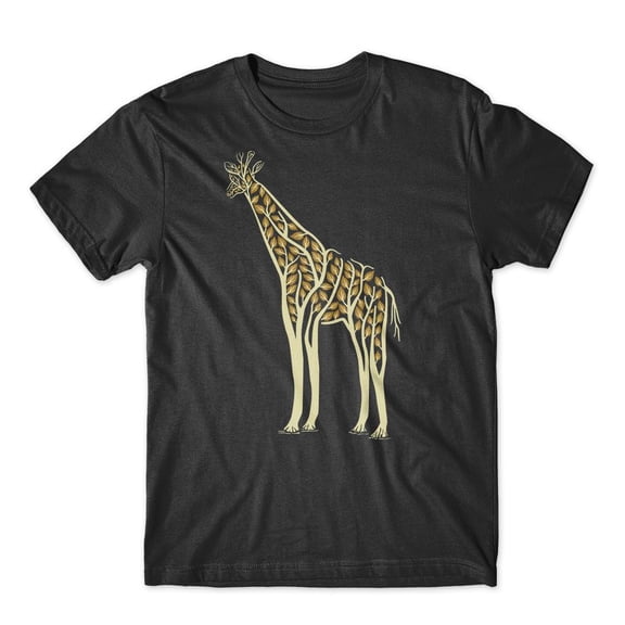 Mighty Circus Giraffe Tree Leave Ornament T-Shirt 100% Cotton Premium Tee NEW - Black, Extra Large