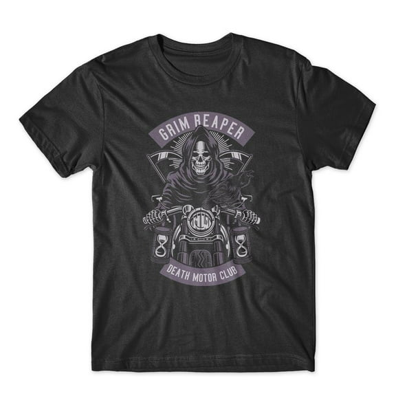Mighty Circus Grim Reaper Death Motor Club T-Shirt 100% Cotton Premium Tee NEW - Black, Large