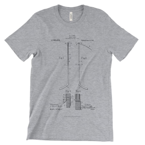Mighty Circus Hockey Stick Patent T-Shirt - Gray, Large