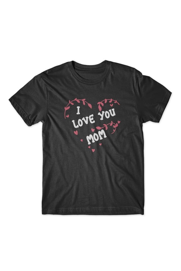 I Lode You Mom Happy Mother’s Day T-Shirt 100% Cotton Premium Tee - Gray, Medium
