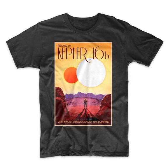 Mighty Circus Kepler 16b T-Shirt. NASA's Visions of the Future - Black, Extra Large