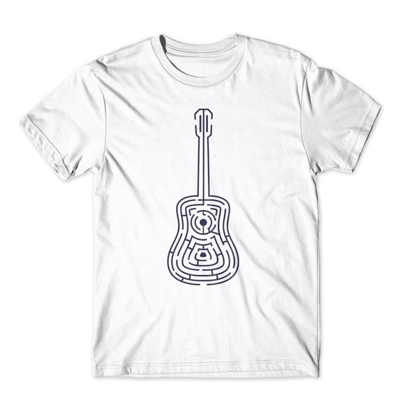 Mighty Circus Labyrint Guitar Musician Humor T-Shirt 100% Cotton Premium Tee NEW - White, Extra Large