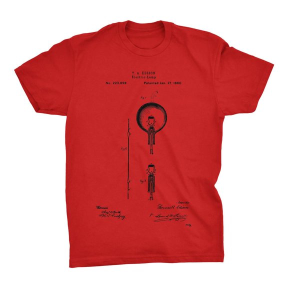 Mighty Circus Light Bulb Patent T-Shirt - Red, Medium