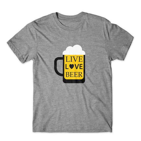 Mighty Circus Live Love Beer T-Shirt 100% Cotton Premium Tee - Gray, Medium