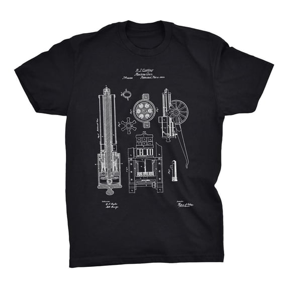 Mighty Circus Machine Gun Patent T-Shirt - Black, Medium