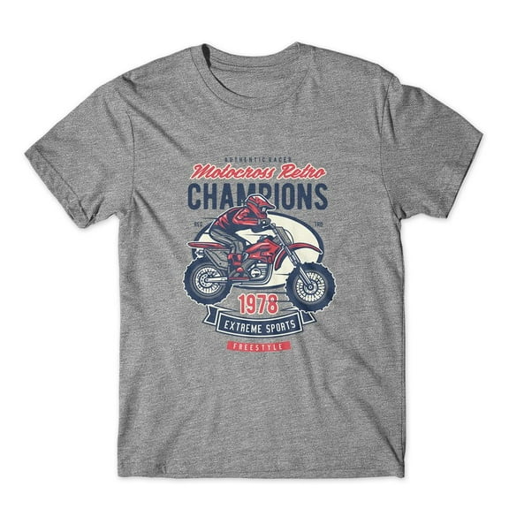 Mighty Circus Motocross Retro Champion T-Shirt 100% Cotton Premium Tee NEW - Gray, Tripple Extra Large