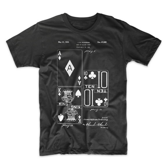 Mighty Circus Playing Cards Patent T-Shirt - Black, Extra Large